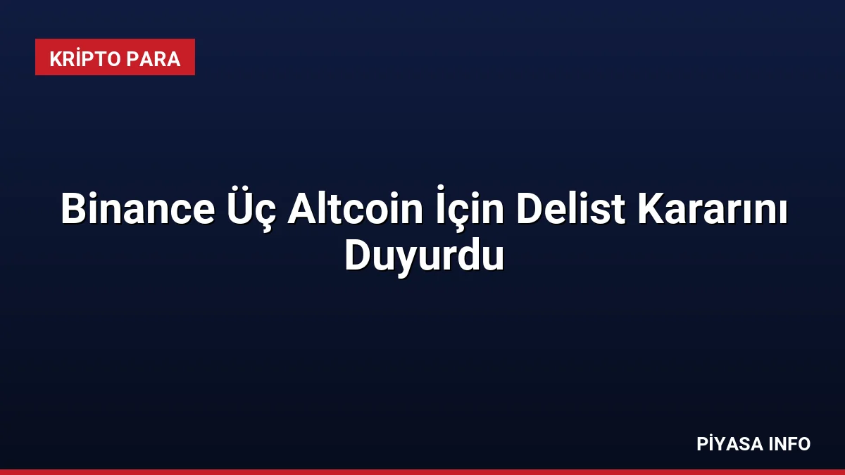 Binance Üç Altcoin İçin Delist Kararını Duyurdu