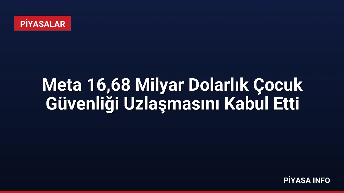 Meta 16,68 Milyar Dolarlık Çocuk Güvenliği Uzlaşmasını Kabul Etti