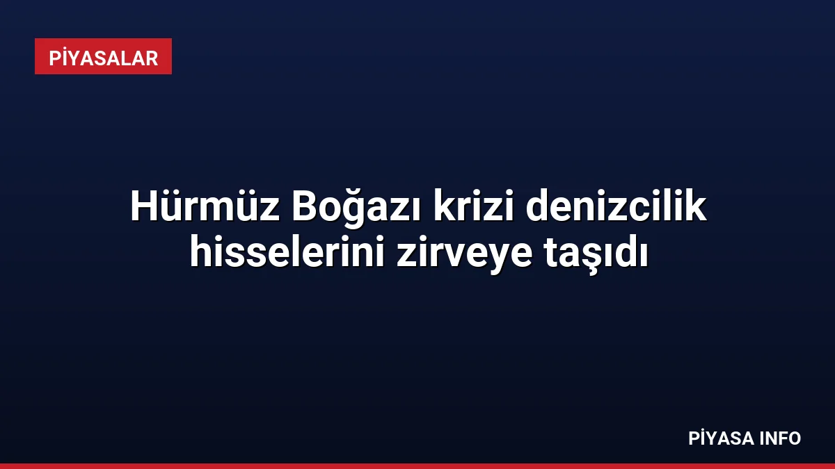 Hürmüz Boğazı krizi denizcilik hisselerini zirveye taşıdı