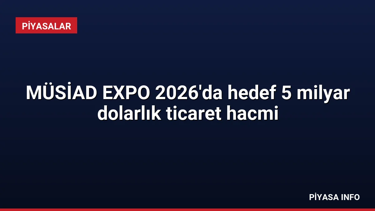 MÜSİAD EXPO 2026’da hedef 5 milyar dolarlık ticaret hacmi