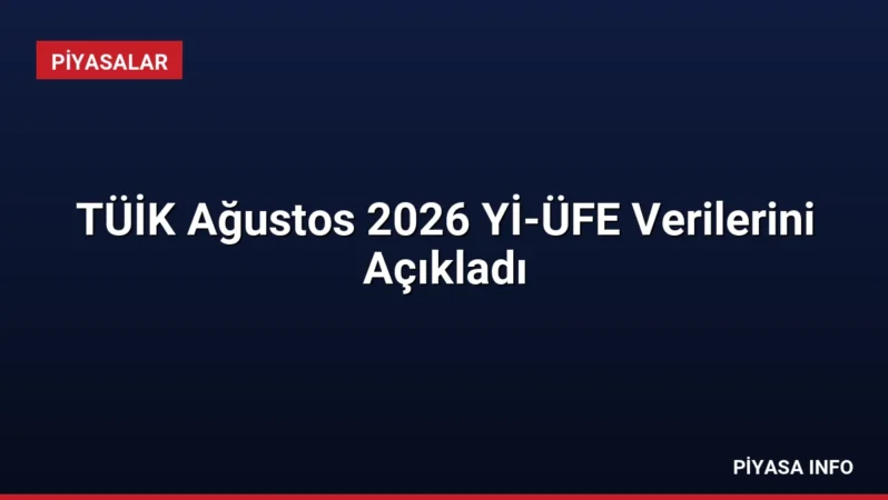 TÜİK Ağustos 2026 Yİ-ÜFE Verilerini Açıkladı