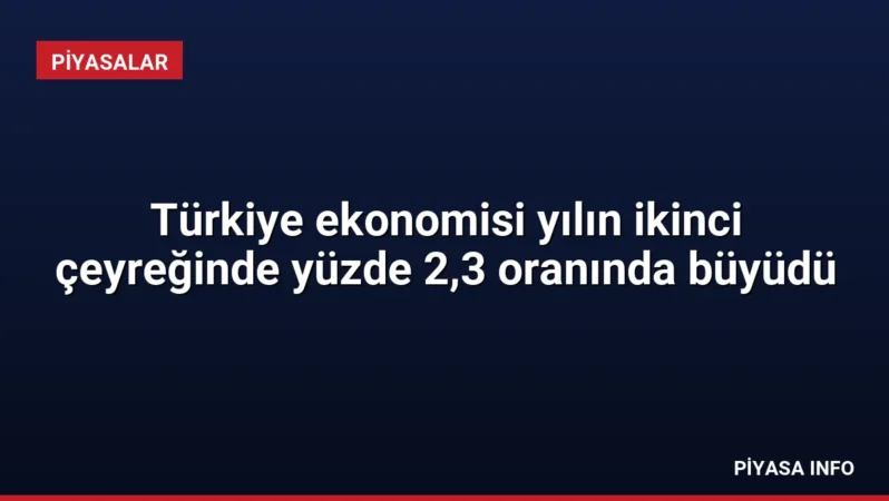 Türkiye ekonomisi yılın ikinci çeyreğinde yüzde 2,3 oranında büyüdü