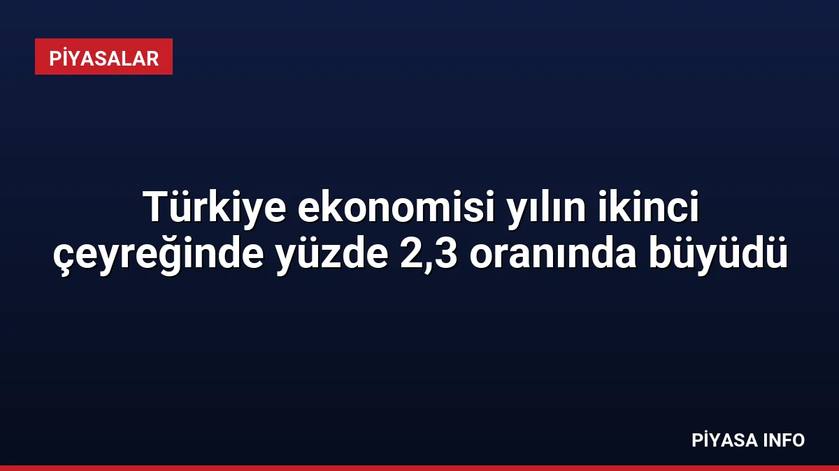 Türkiye ekonomisi yılın ikinci çeyreğinde yüzde 2,3 oranında büyüdü